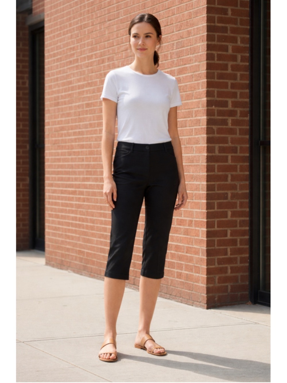 cleo Slim Capri black dress capri pants with slimming panel size 12 petite
